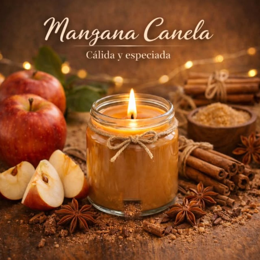 Vela aromática de manzana y canela con canela y anís